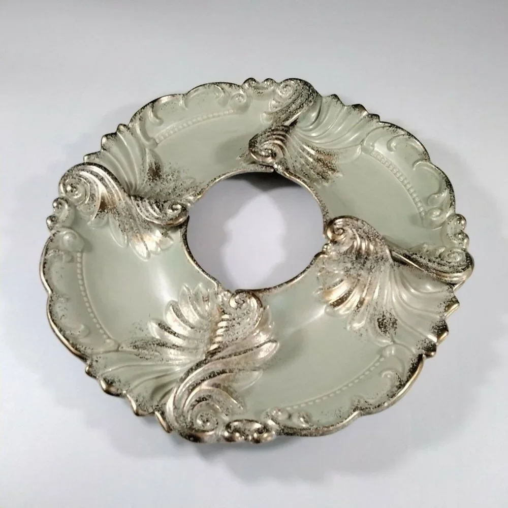Florentine Nesting Serving Plates Chip Dip Set Ideal Originals 1962 Gold Gilded